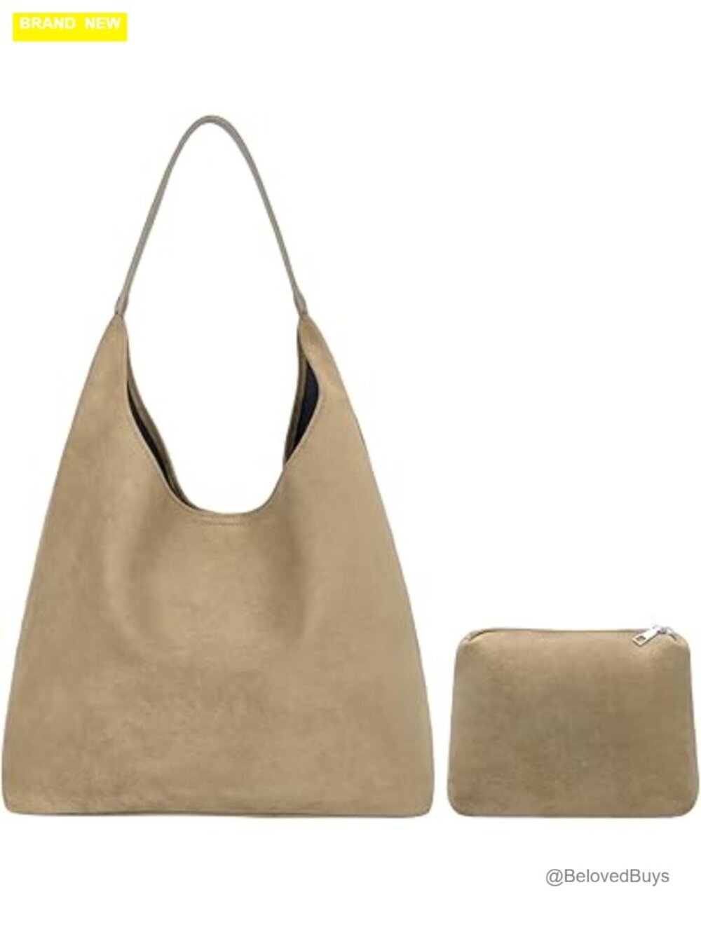 Faux Suede Hobo Bag with Magnetic Clasp - Large Capacity Shoulder Tote for Work